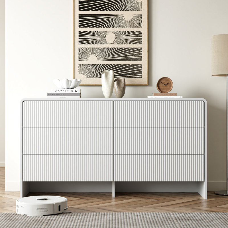 Commode 6 tiroirs 55,1 po, Blanc