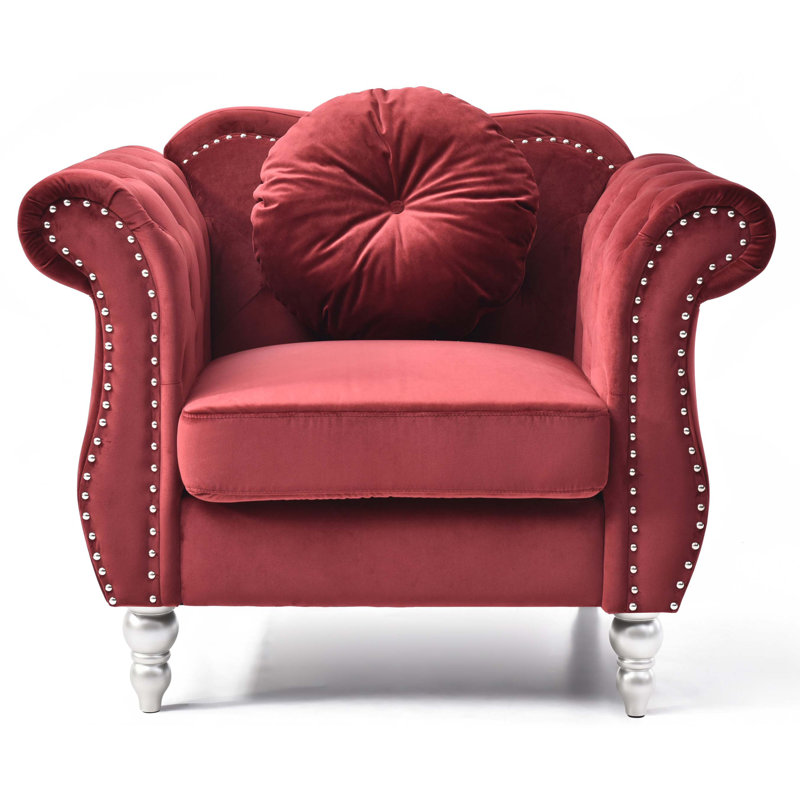 Charming Transitional Flared Armchair, Burgundy