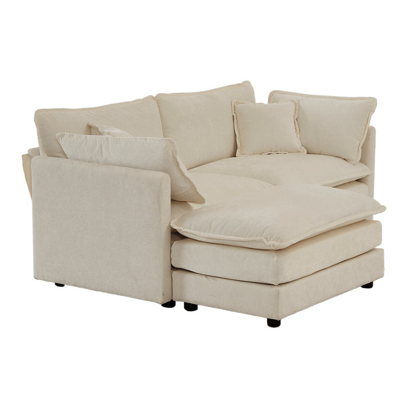 Canapé modulaire en L avec repose-pieds Chenille, 3, H 33,05 po x l 76,75 po x P 35,05 po