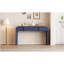 Console moderne avec 2 tiroirs de rangement, table d'entrée cannelée à silhouette arrondie pour le couloir du salon et du vestibule (bleu marine)-710149900