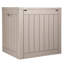 Boîte de rangement en résine imperméable 31 gallons, boîte de rangement extérieure pour terrasse et jardin 22,1 po, brun clair