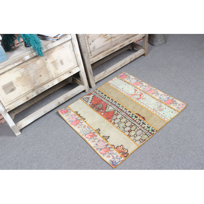 Tapis de porte turc rétro fait à la main en patchwork pour un décor de vestibule unique et un accent bohémien