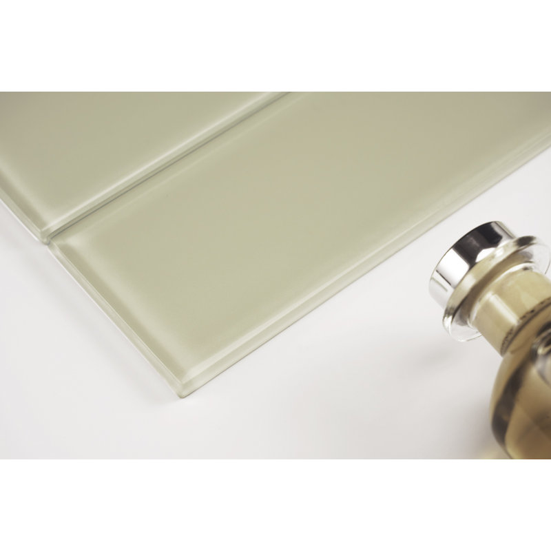 Winter 3" x 12" Glass Stone Look Subway Wall Tile, Light Brown