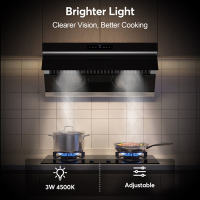Hotte de cuisine 900 CFM, hotte murale SmartIs à 4 vitesses avec capteur tactile, deux lumières DEL, filtres à chicane