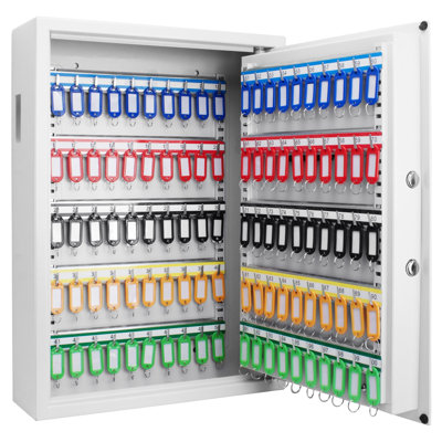 Armoire de sécurité en acier 100 touches avec clavier numérique et support mural, blanc