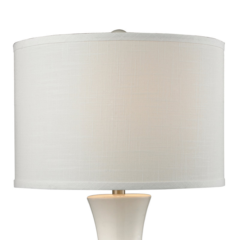 Lampe de table en céramique blanche à 1 lumière de 28 po de hauteur - Blanc brillant