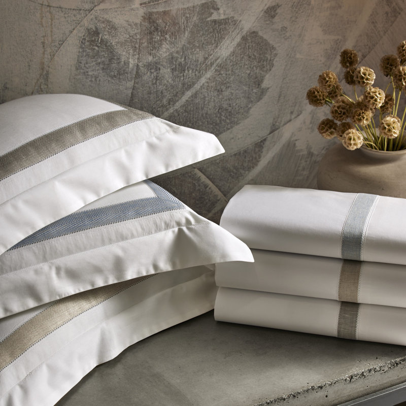 Yves Duvet Cover, White/Antique Cream HBN, California King Duvet Cover