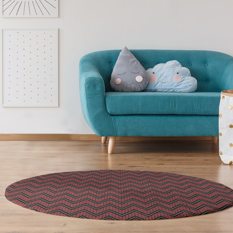 Tapis noir/brun à chevron tiré à la main, Rectangle 3 pi x 5 pi