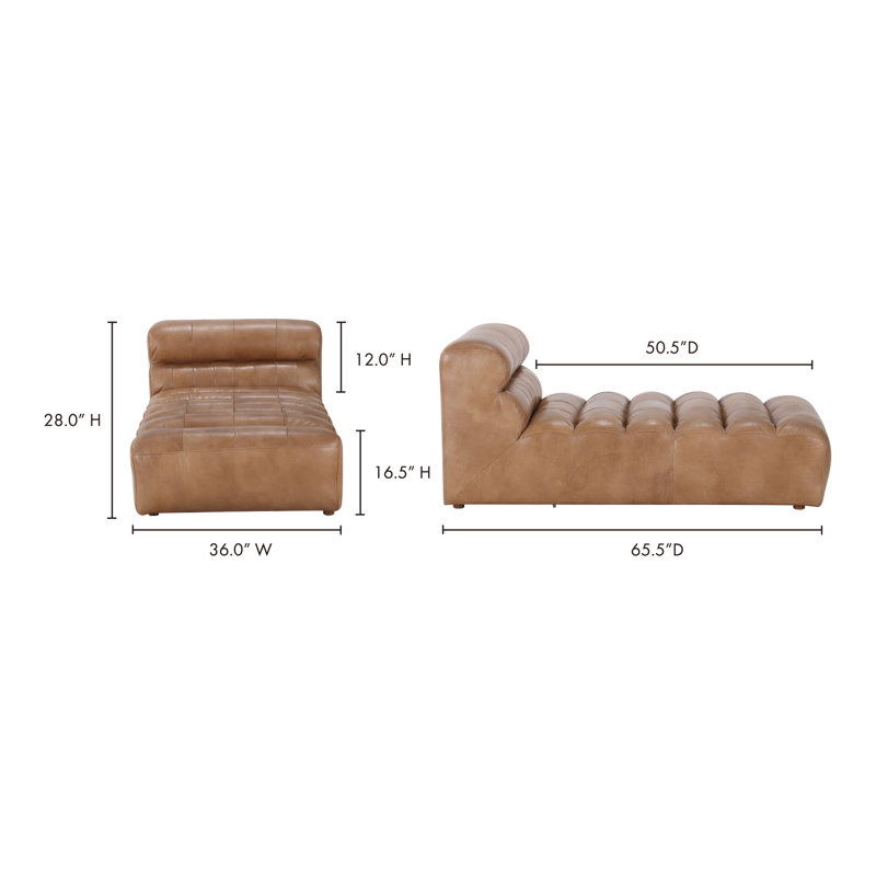 Ramsay Chaise Lounge, Tan Top Grain Leather