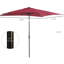 Parasol 9 'x 7' avec lumières solaires à DEL, inclinaison et manivelle, rehausse le patio et le jardin, illumine les tons rouges, améliore l'apparence de la terrasse, de la cour arrière et de la piscine