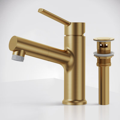 Pull-Out Bathroom Faucet, Single Handle Bathroom Sink Faucet with Drain Assembly