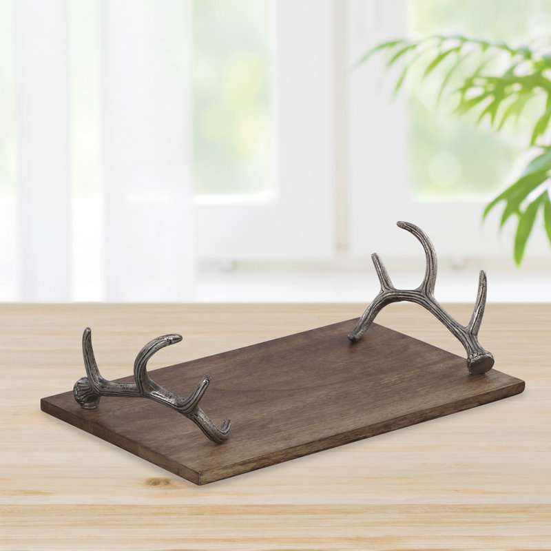 Antler Handle Mango Wood Tray