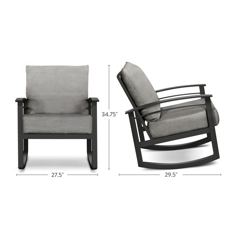 Powder Coated Aluminum Outdoor Chair with Sunbrella® Cushions, Textured Pewter, Dark Grey