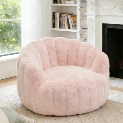Compression Plush Pumpkin Design Bean Bag Chair, High-Density Foam Filled Lounge Chair for Relaxing, Reading & Gaming