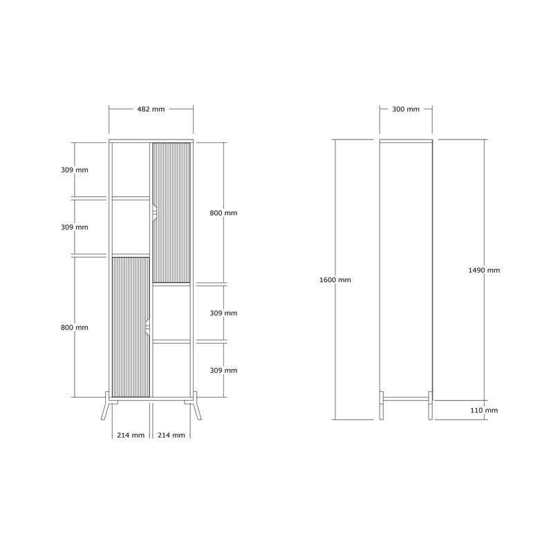 Bibliothèque industrielle avec de nombreuses tablettes, chêne saphir et anthracite, 19,0 x 63,0 x 11,8 pouces | Panneau de particules 100% enduit de mélamine, pieds en fer, porte de revêtement en panneau de fibres à densité moyenne | Parfait pour un rangement élégant à la maison ou au bureau