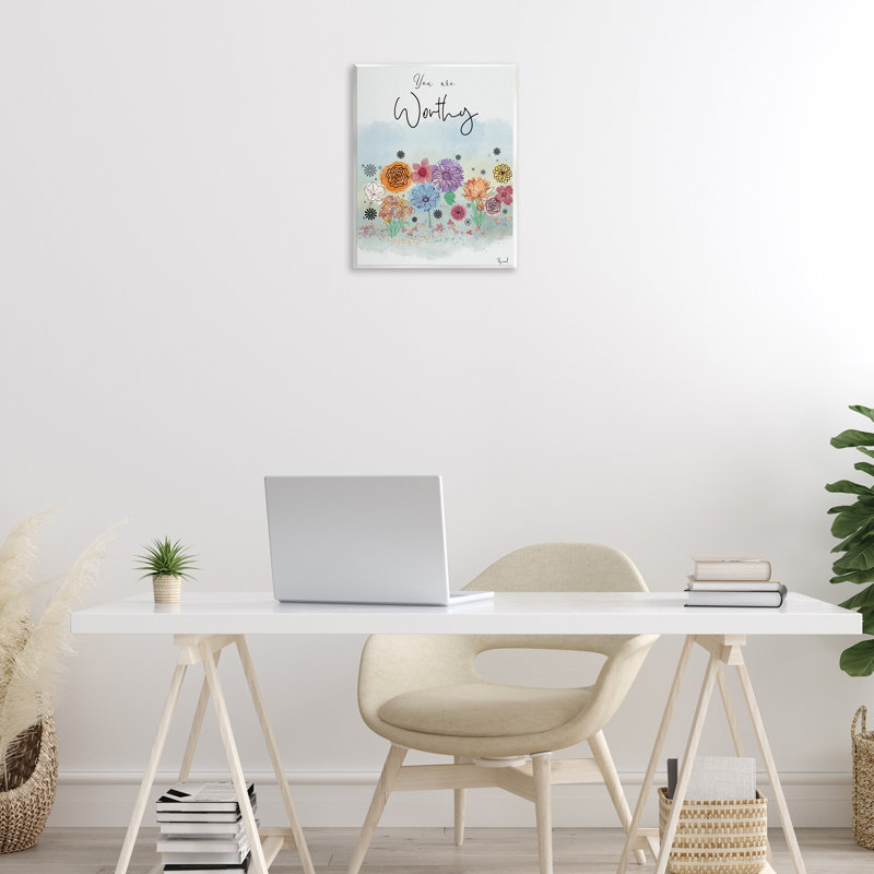 Plaque murale You Are Worthy Modern Blooms, design par Renel Peters