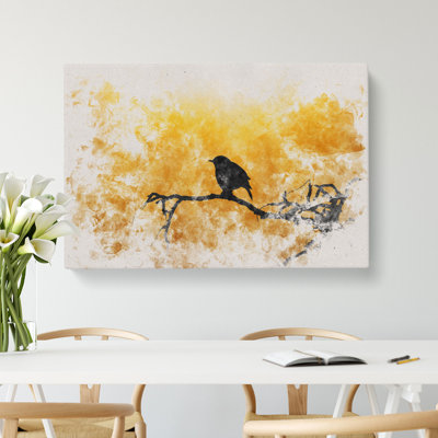 Bird At Sunset - Wrapped Canvas Print