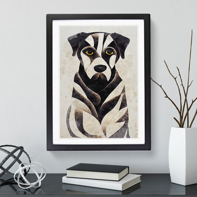 A Sitting Dog Abstract - Single Picture Frame Print