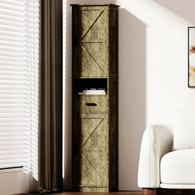Armoire de rangement haute avec 2 portes et 1 tiroir, tablettes réglables, pour la salle de bain, le salon, le vestibule, le tiroir de grange fonctionnel de la salle de bain, cuisine polyvalente, fonctionnalité