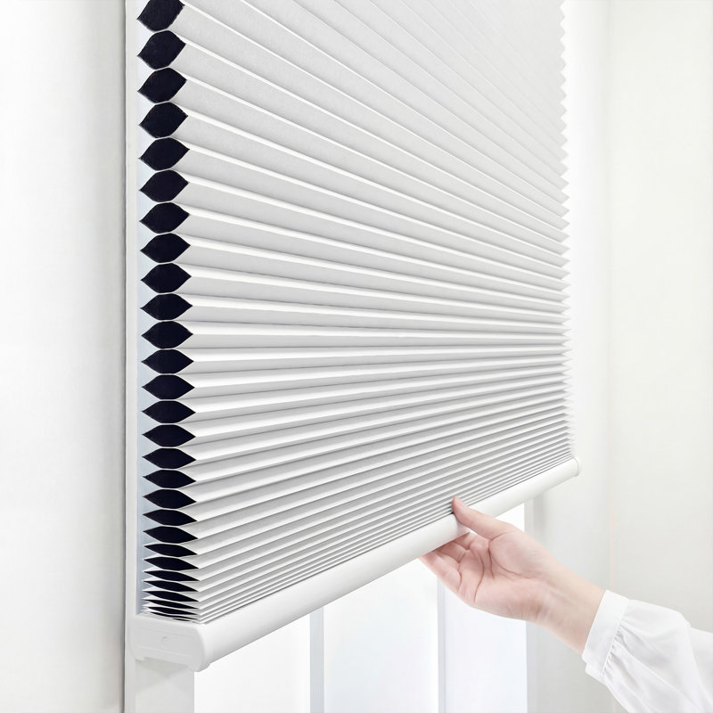 No Drill Cordless Blackout Cellular Shades, 36"W x 36"L, White