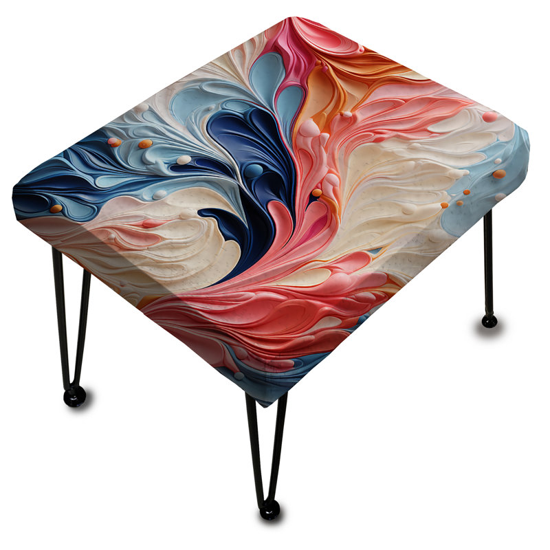 Colorful Artistic Expression Marble Swirls - Marble Rectangle Ottoman