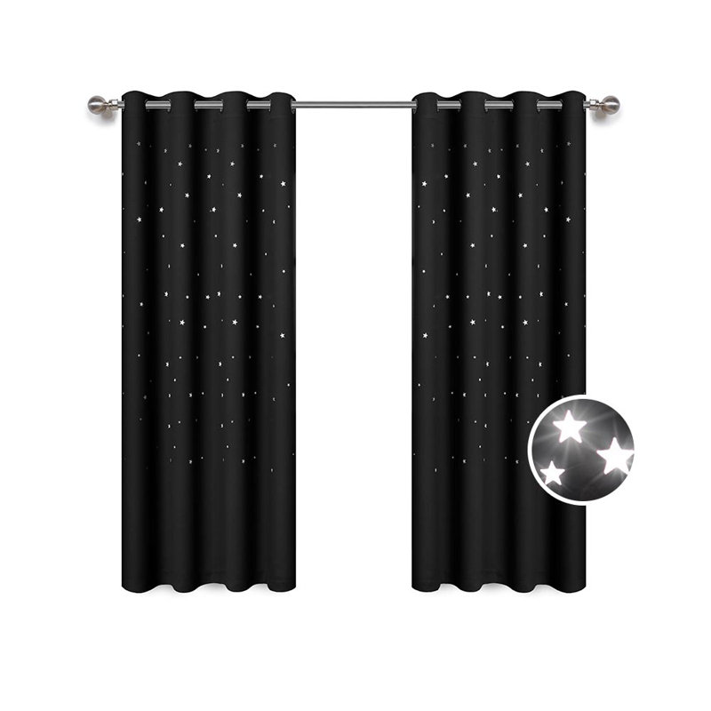 Paire de rideaux occultant et isolants avec œillets Wan, L 52 po x L 95 po, Noir