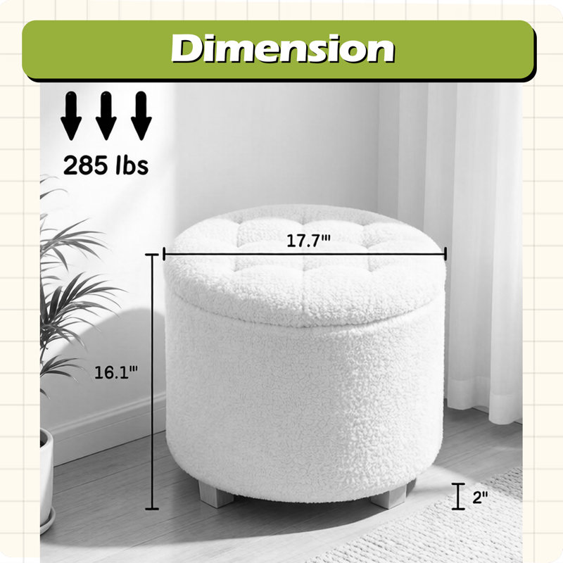 Button Tufted Foot Stool,Round Storage Stool