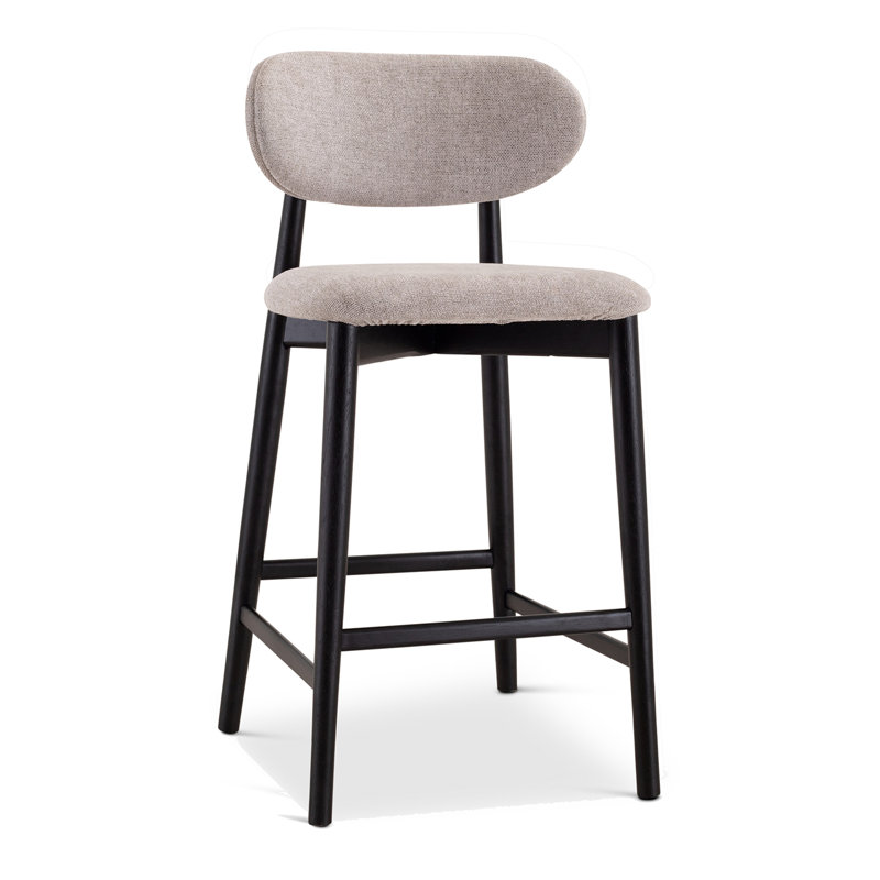 Tabouret de bar / de comptoir Alida Ena Lucia - siège en jute Harvest - structure Ebano, Noir