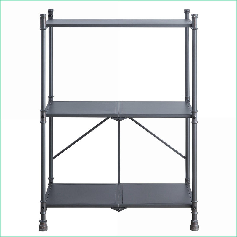 Console Table 3-Tier Foldable Industrial Rustic Metal, Sandy Black &amp; Dark Bronze Hand-Brushed | Industrial,Rustic | Metal