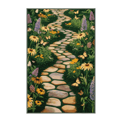 Machine Washable Nature Green Area Rug