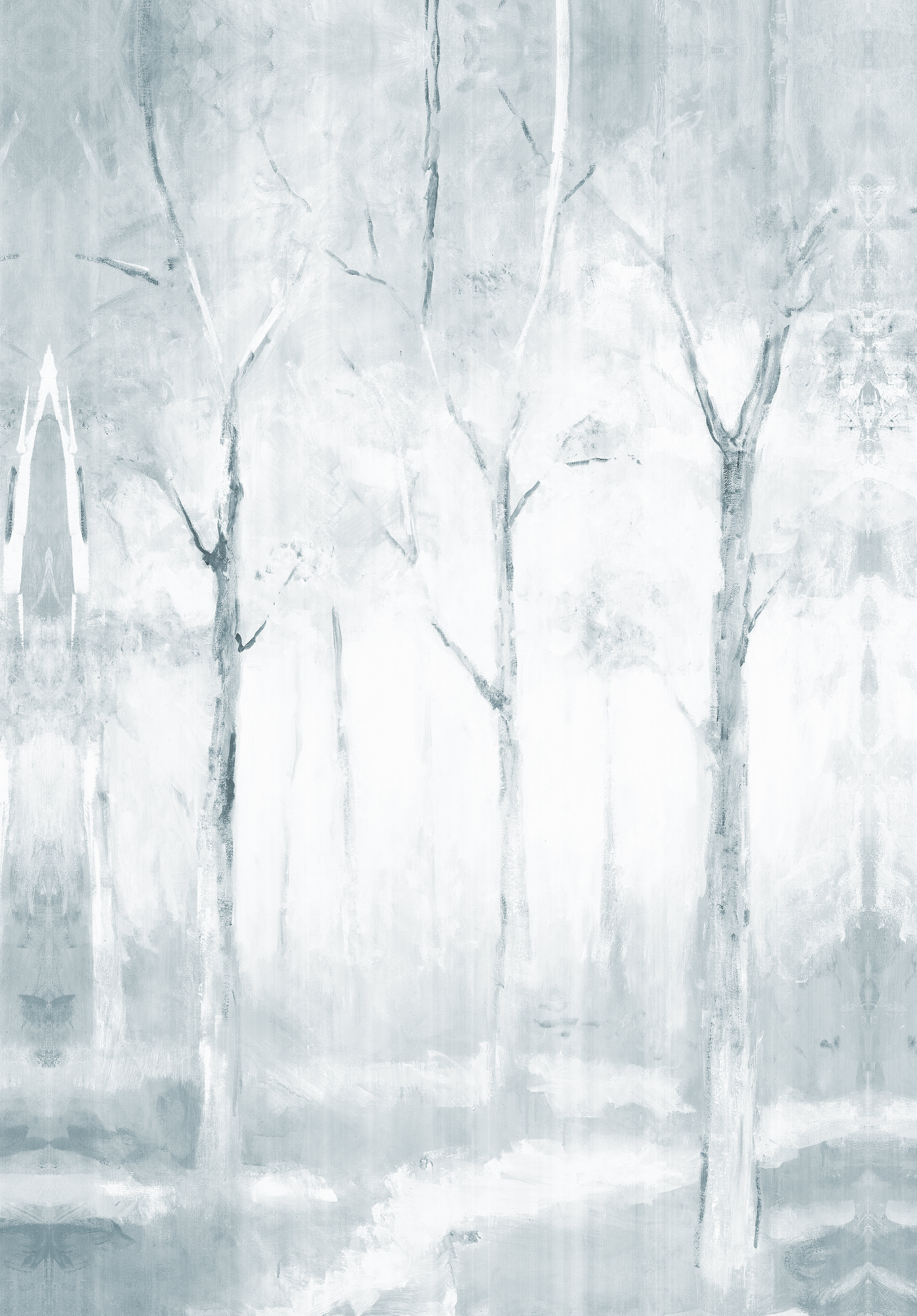 Millwood Pines Soft Blue Gray Trees - Wrapped Canvas Painting Print ...