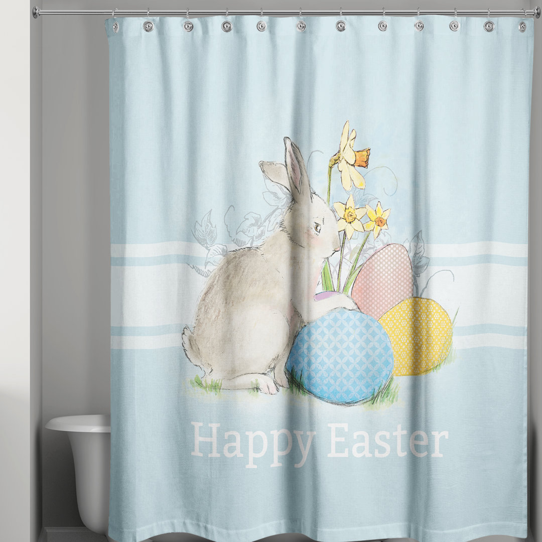 Lariviere Happy Easter Traditional Blue Shower Curtain The Holiday Aisle®
