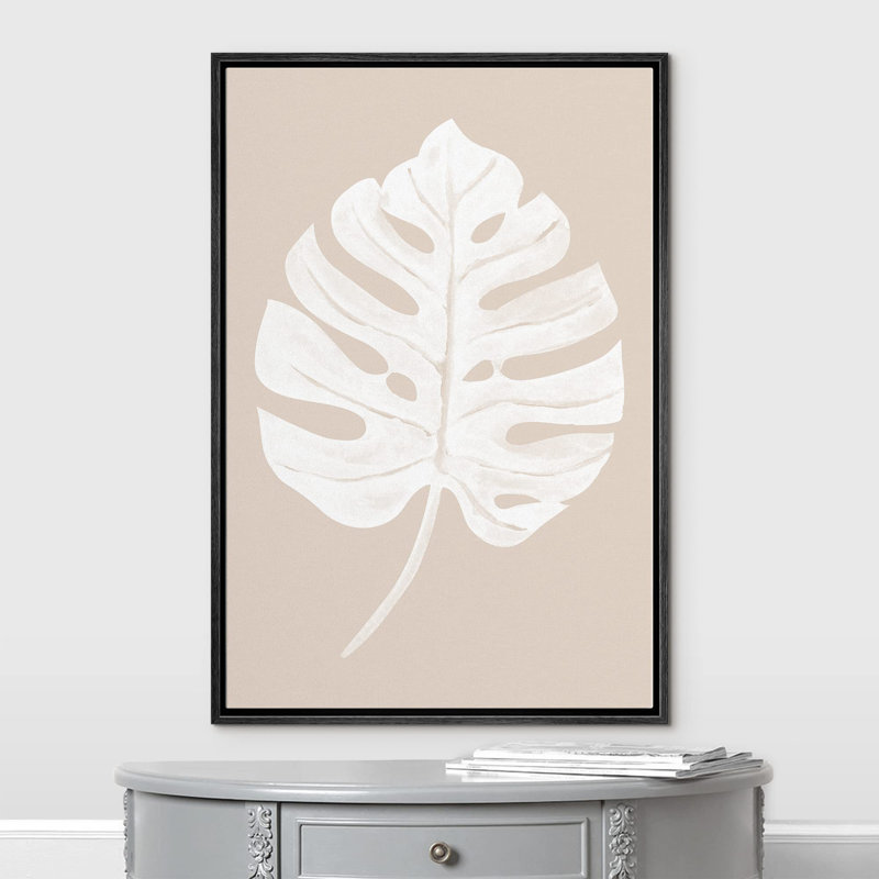 Silhouette de feuille de monstera brun clair tan, Noir, H 24 po x l 16 po