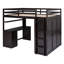 Lit mezzanine avec garde-robe, tiroirs. Fabrication robuste. Bureau pour travailler et étudier. Chambre fonctionnelle. 78 po x L 56,7 po x H 65 po avec tiroirs, bureau. Bois massif. Rangement pour vêtements. Optimiseur d'espace.-335818822-335818823