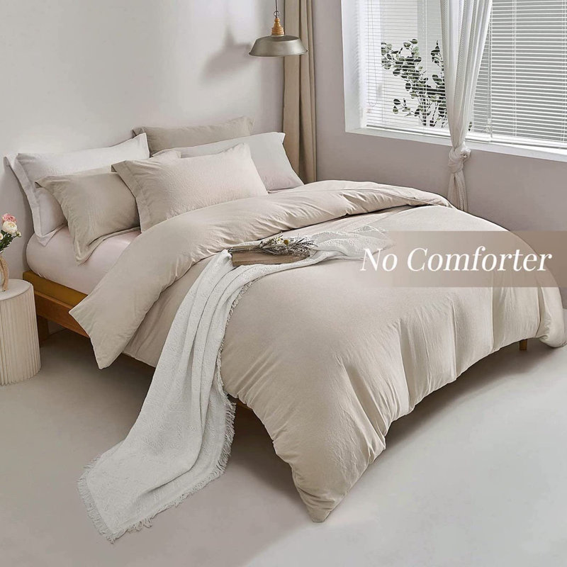 Sateen Duvet Cover, Queen Duvet Cover + 2 Standard Shams, Oatmeal Gray