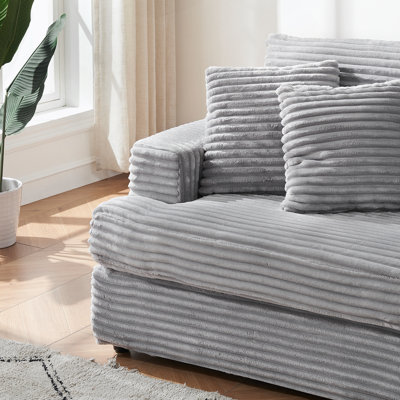 Comfortable Corduroy Sofa with Matching Pillows for Modern Living Room