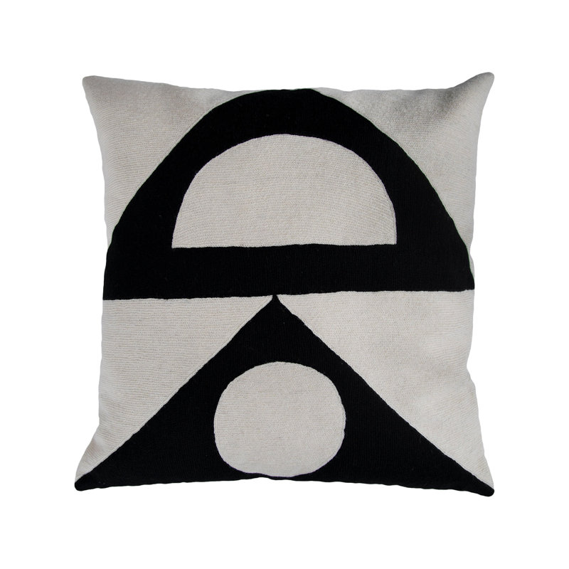 Zaza Wool Square Pillow Cover, Black/White