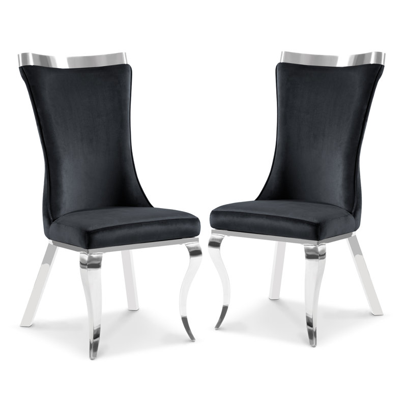 Ensemble de 2 chaises d'appoint rembourrées Monzeratt, Noir/chrome