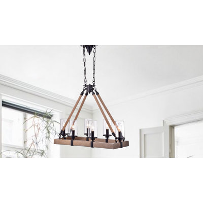 Luminaire suspendu linéaire pour table de billard 6 lumières avec accents de corde Grandy