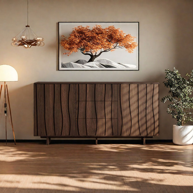 Buffet chinois rétro, H 34,6 po x l 59 po x P 15,7 po