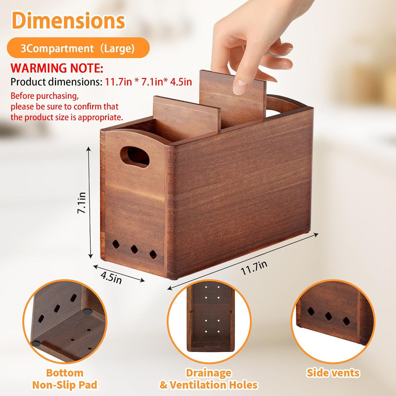 Wood Rectangle Flatware Caddy
