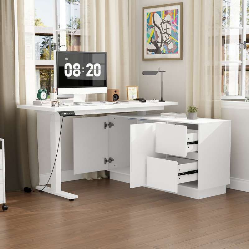 Bureau à hauteur réglable avec rangement