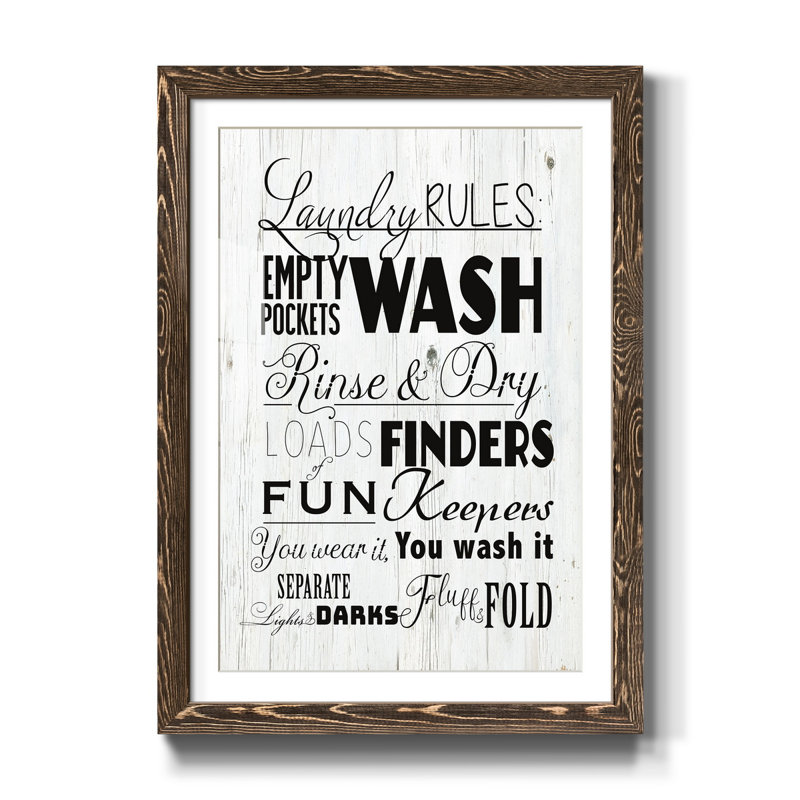 Laundry Laundry - Reproduction d'art textuel sur papier encadré, Noyer, H 31,5 po x l 23,5 po x P 1,5 po