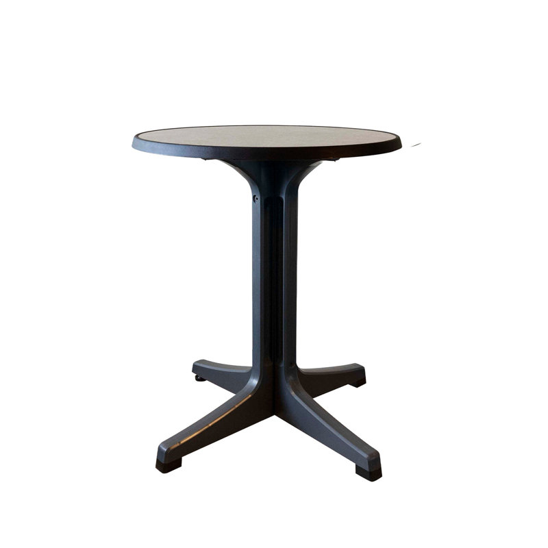 Omega 24" Round Metal Brushed Table with Charcoal Resin Base