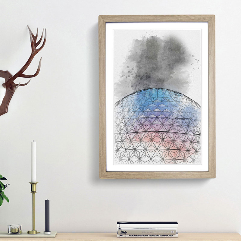 Colours of Epcot in Florida in Abstract - Picture Frame Graphic Art Print, 65cm H x 48cm W x 2cm D, Oak Framed