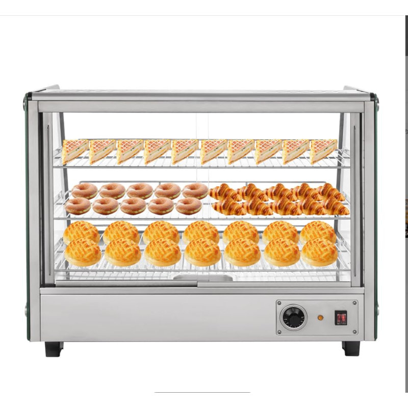 Réchaud de comptoir 34 po à 3 niveaux avec éclairage DEL et contrôle de la température - pour pizza et pâtisserie