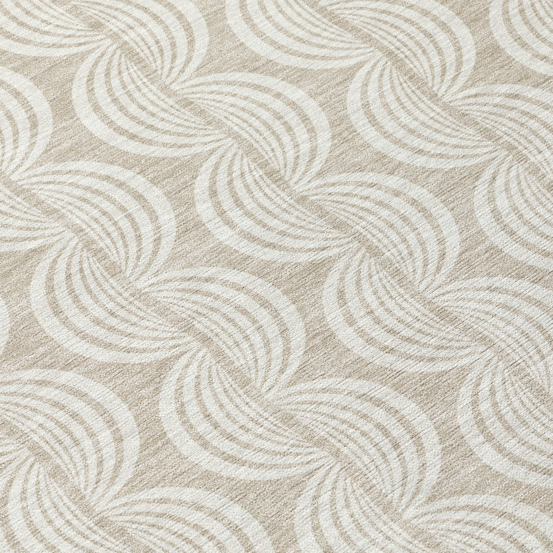Beige Flat Woven Rectangular Synthetic Washable Rug 46" x 30"