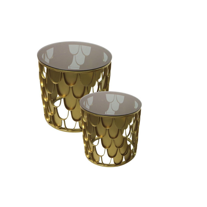 Babacer Glass Top Side Table Set