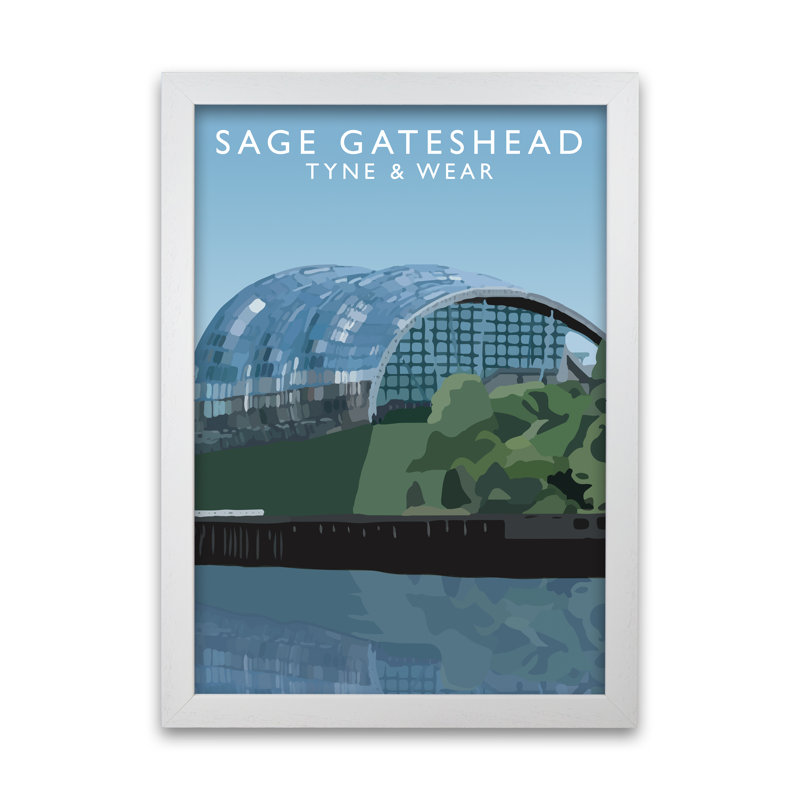 Sage Gateshead Tyne & Wear by Richard O'Neill - Print, 59.4cm H x 42cm W x 3cm D, White Framed