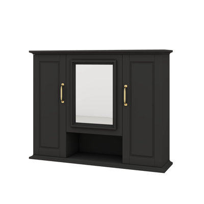 36'' Wall-Hung Storage Cabinet, Wall-Mounted Cabinet Featuring Mirror, Medicine Cabinet With Triple Door